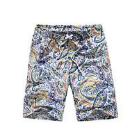 Men\'s Mid Rise Inelastic Loose Shorts Pants, Active Relaxed Floral printing