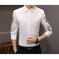 mens casualdaily simple shirt print stand long sleeve cotton bamboo fi ...