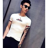 mens casualdaily simple t shirt letter round neck short sleeve cotton  ...