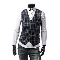 Men\'s Casual/Daily Simple Spring Vest, Solid Polka Dot V Neck Long Sleeve Regular Cotton