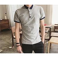 Men\'s Casual/Daily Simple Summer Shirt, Solid Print Shirt Collar Short Sleeve Cotton Thin