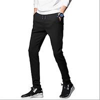 mens mid rise micro elastic sweatpants pants simple straight pure colo ...