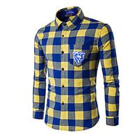 mens casualdaily simple spring fall shirtsolid patchwork shirt collar  ...