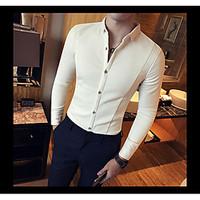 mens casualdaily simple spring shirt solid square neck long sleeve cot ...