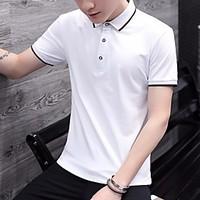 mens casualdaily simple t shirt solid button down collar short sleeve  ...