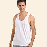 Men\'s Sports Simple Active Tank Top, Solid Round Neck Sleeveless Cotton