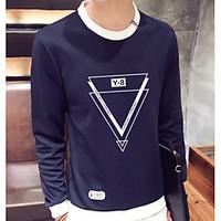 Men\'s Casual/Daily Sweatshirt Solid Round Neck Micro-elastic Cotton Long Sleeve Spring Summer