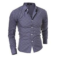 Men\'s Going out / Beach / Holiday Sexy / Cute / Street chic Fall Shirt, Striped Shirt Collar Long Sleeve Blue / Black / Gray Polyester