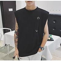 mens casualdaily simple tank top solid crew neck sleeveless cotton thi ...