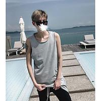 mens casualdaily simple tank top print round neck sleeveless cotton th ...