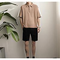 mens casualdaily simple t shirt color block stand short sleeve cotton