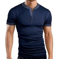 mens solid casual t shirt cotton short sleeve blue gray