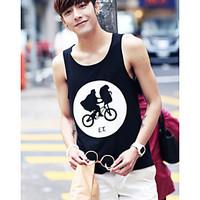 mens casualdaily simple tank top print round neck sleeveless cotton th ...