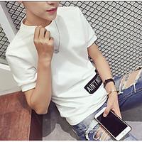 mens casualdaily simple t shirt letter round neck short sleeve cotton  ...