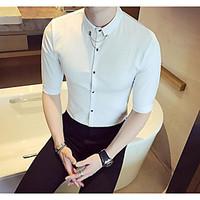 mens casualdaily simple shirt solid classic collar length sleeve cotto ...