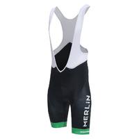 merlin team cycling bib shorts black green white 2xlarge