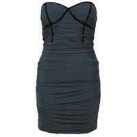 Mesh Ruched Dress with Embellishment