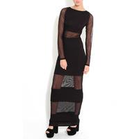 mesh insert maxi dress