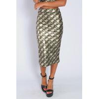 Metallic Dogtooth Co-Ord Midi Skirt