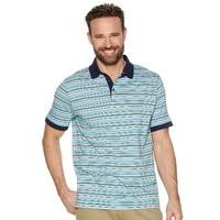 Mens short sleeve 100% cotton blue stripe casual summer polo shirt - Blue