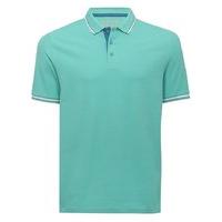 Men\'s Contrast trim classic fit polo shirt short sleeves 100% cotton - Spearmint