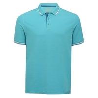 mens contrast trim classic fit polo shirt short sleeves 100 cotton blu ...