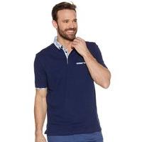 Mens Printed collar short sleeve cotton polo shirt - Blue