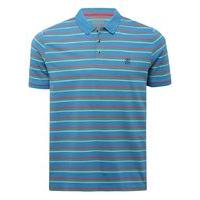 Mens short sleeve striped pattern cotton polo shirt - Deep Blue