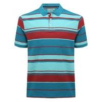 Mens short sleeve 100% cotton wide stride pattern summer casual polo shirt - Blue