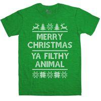 mens funny christmas t shirt merry christmas ya filthy animal
