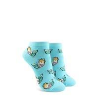 mermaid cat print ankle socks