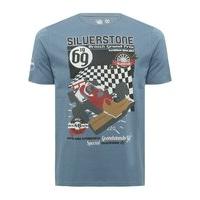Men\'s Silverstone vintage British grand prix print crew neck t-shirt - Blue