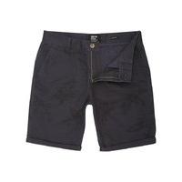 Mens navy 100% cotton button fly tropical flower print turn up chino shorts - Indigo