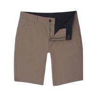 Mens cotton rich stretch fabric contrast spot lining summer button fly chino shorts - Beige