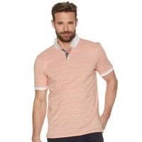 Mens Pink Stripe Short Sleeve Contrast Collar Polo Shirt - Pink