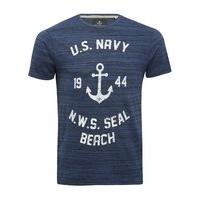 mens threadbare navy seal printed anchor design casual crew neck cotto ...