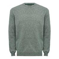 Mens Cotton twist crew neck jumper marl effect colouring comfortable 100% cotton knit sweater G - Green