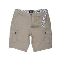 Mens cotton canvas cargo shorts classic fit leg pockets - Stone