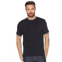 mens button crew neck short sleeve cotton t shirt navy