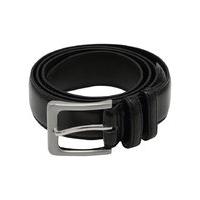 Mens classic silver buckle single keeper smart formal plain faux leather trouser belt - Black