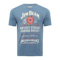 Mens 100% Cotton Short Sleeve Crew Neck Jim Beam Whisky Themed Design Slogan T-shirt - Indigo