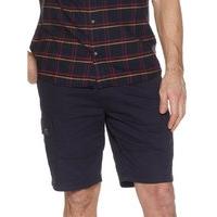 Mens cotton canvas cargo shorts classic fit leg pockets - Navy