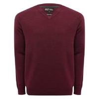 Mens classic long sleeve plain super soft knit v-neck smart jumper - Blackberry