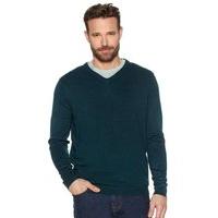 mens classic long sleeve plain super soft knit v neck smart jumper tea ...