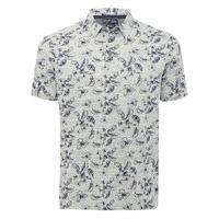 mens cotton rich grey short sleeve navy floral print casual summer pol ...