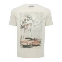 Mens 100% cotton short sleeve crew neck vintage car Cuban slogan t-shirt - Silver