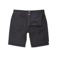 Mens navy 100% cotton button fly tropical flower print turn up chino shorts - Indigo