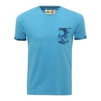 Men\'s Tokyo Laundry palm pocket print cotton crew neck t-shirt - Blue