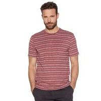 Mens cotton blend rust short sleeve crew neck dot stripe effect pattern t-shirt - Rust