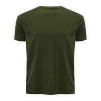 Mens short sleeve plain basic crew neck cotton t-shirt - Khaki